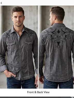 🔥 HOUSE OF LORDS Tribal Graphic Button Down Size L🔥